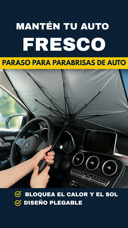 ADIÓS AL CALOR del carro con  PARASOL PARA PARABRISAS con tecnología anti-calor UV